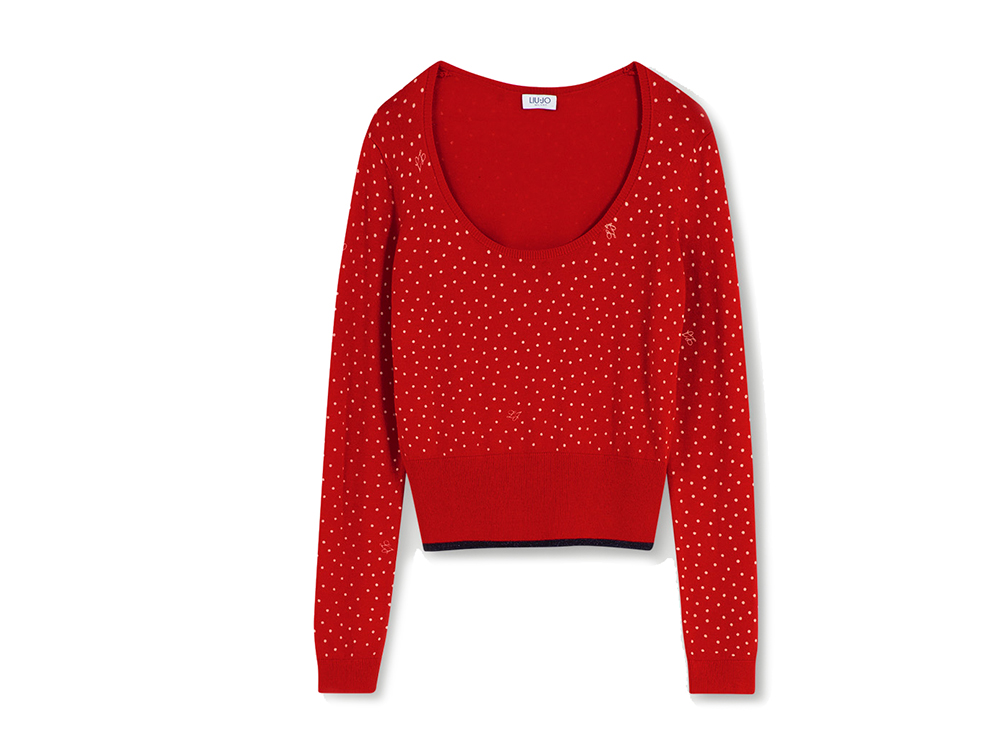 LIU-JO-MAGLIA-CON-SCOLLO-TONDO-A-POIS