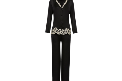 La-Perla-‘MAISON’-Black-silk-pyjamas-with-ivory-frastaglio-embroidery