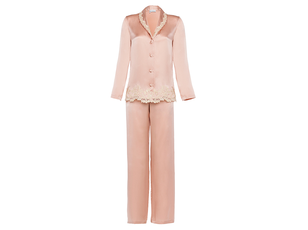 La-Perla-‘MAISON’-Pink-silk-pyjamas-with-frastaglio-embroidery-
