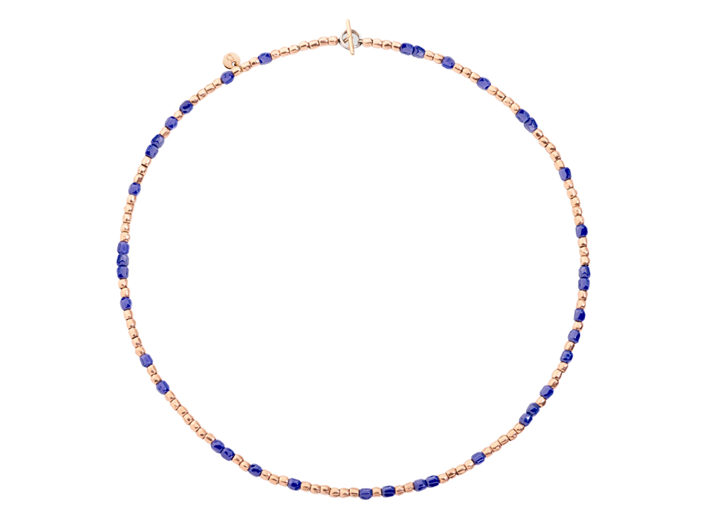 collana-dodo-Collana-mini-granelli-in-oro-rosa-9K-e-ceramica-blu