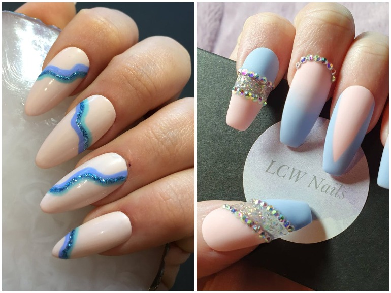 Unghie indaco nail art azzurro polvere primavera estate 2021 cover mobile