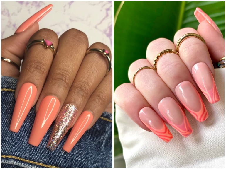 unghie pesca 2021 pastello corallo fluo nail art cover mobile