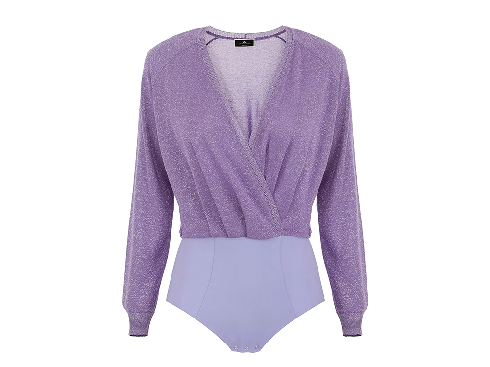 ELISABETTA-FRANCHI-body-a-manica-lunga-lilla-in-tessuto-lurex