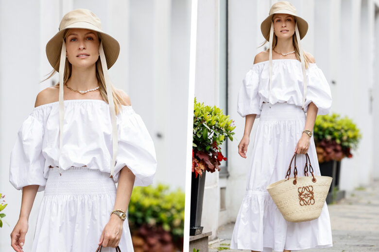 Total white + borsa in rafia: get the summer look