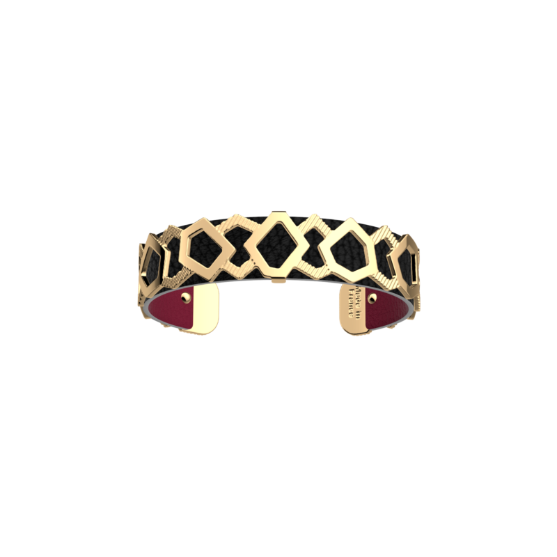 LES GEORGETTES_BRACELET GIGI_FINITION DORE_14MM_CUIR NOIR GRAINEMAGENTA_79.00EUR