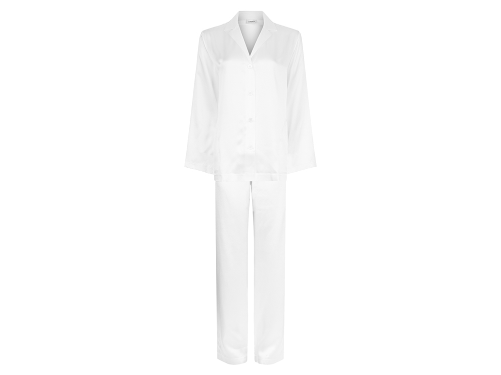 La-Perla-‘SILK’-Long-Pyjams-in-white-silk