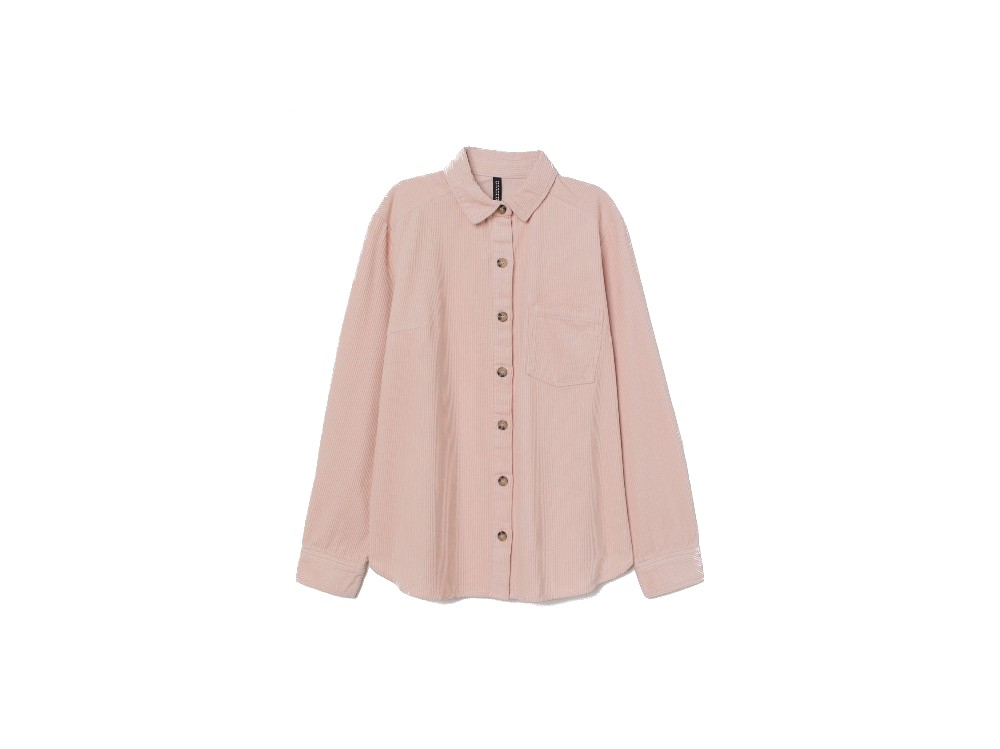 H&M Camicia in velluto a costine rosa (1)