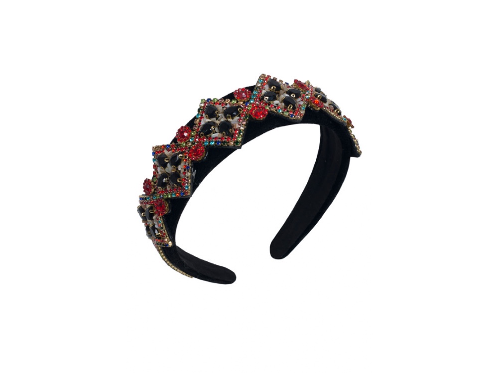 Cerchietto nero con strass, Lanacaprina