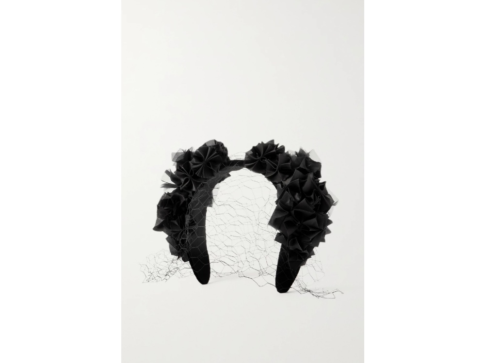 Cerchietto nero in tulle e velluto, Prudence Millinery.