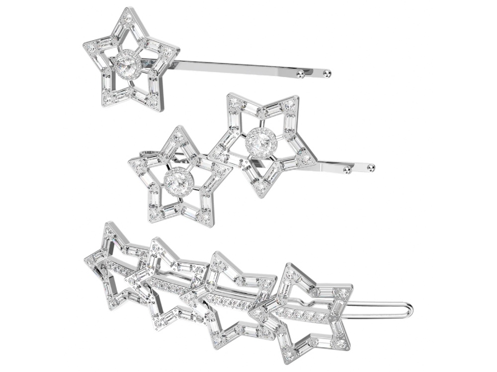 Set di tre fermagli a forma di stella, Swarovski