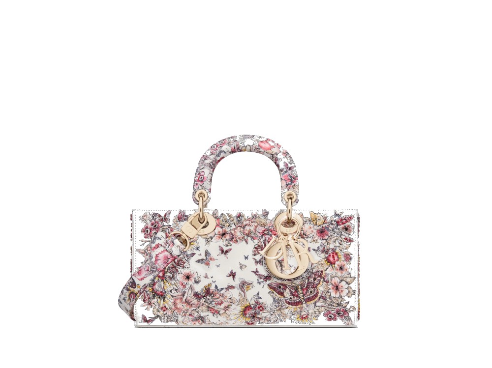 dior Lady D-joy borsa in pelle di vitello con stampa farfalla