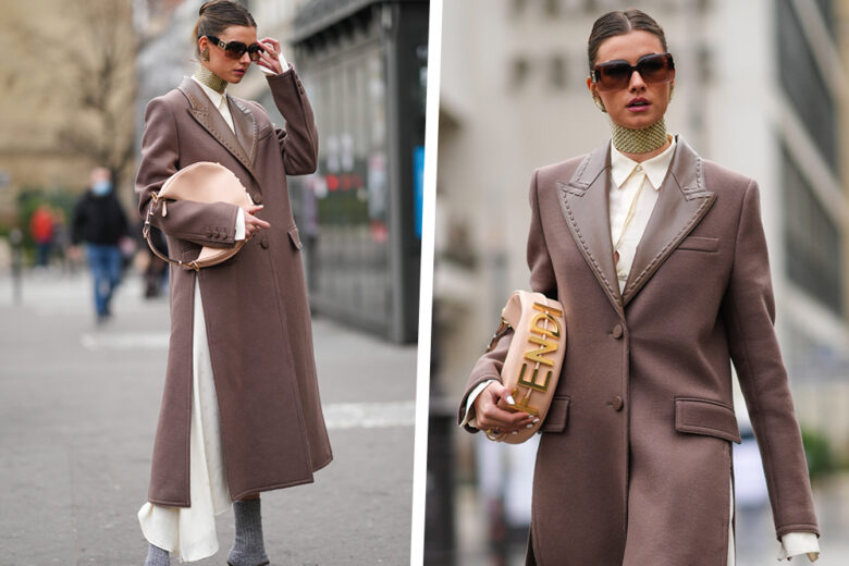 Sandali + calzini? Sfoggiateli con maxi cappotto e abito midi per un effetto super chic!