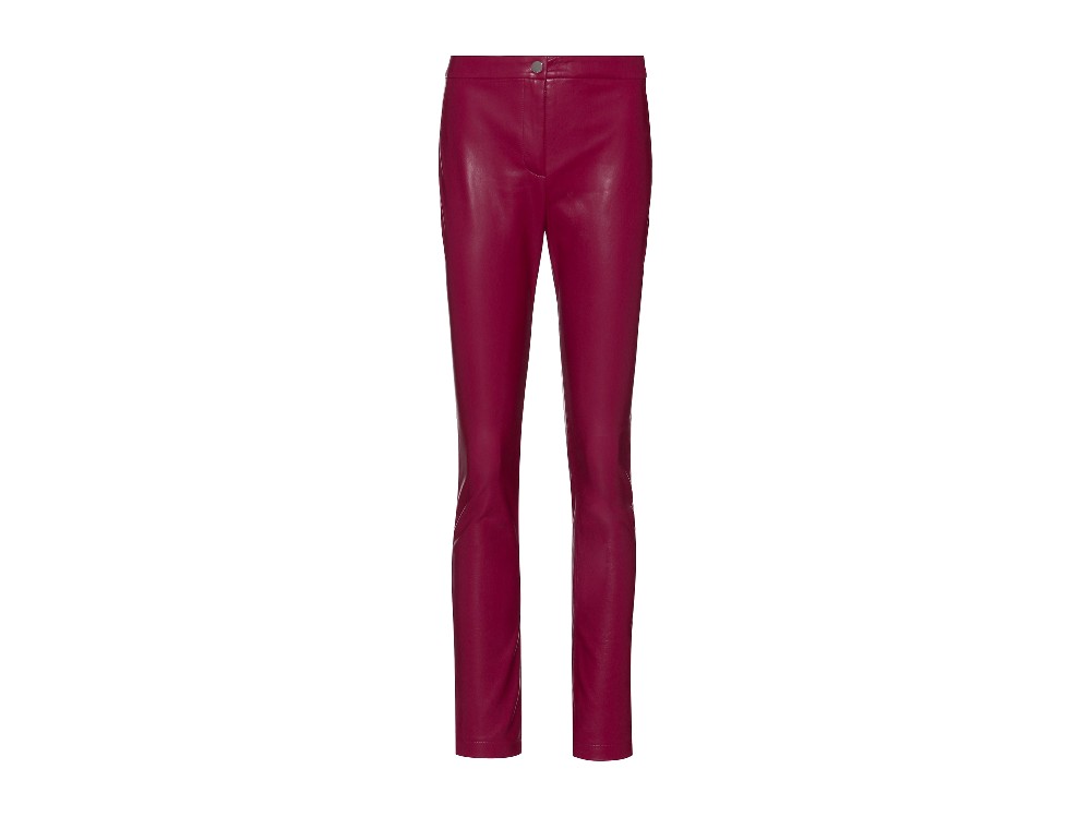 HUGO BOSS pantaloni in pelle color ciliegia