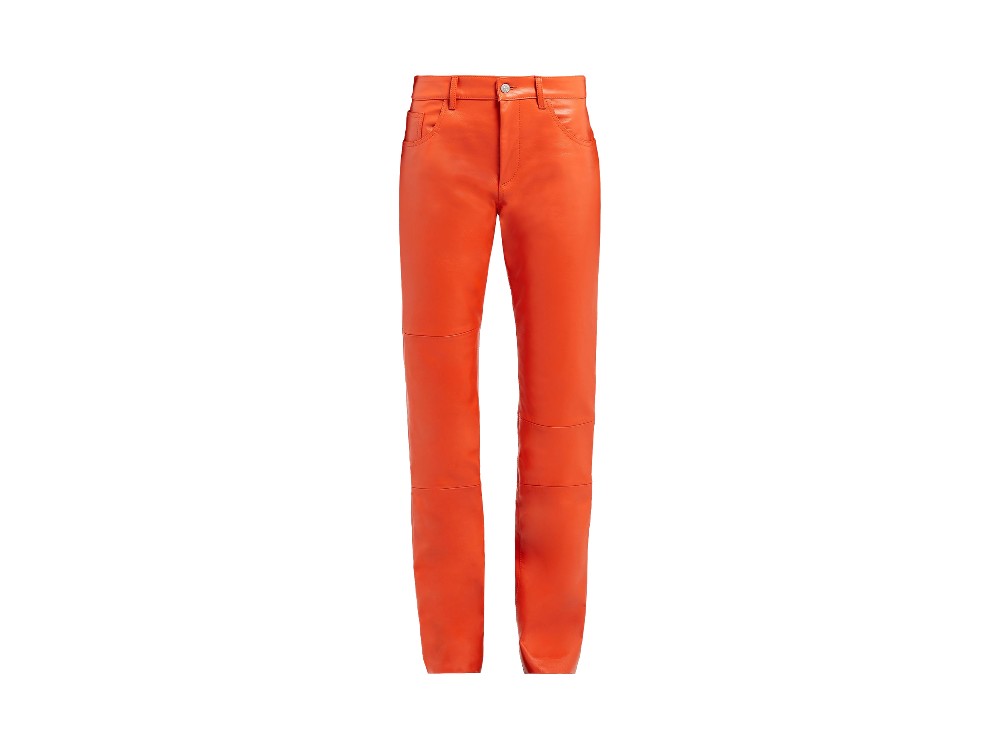 maison margiela pantalone in pelle orange