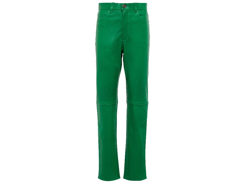 stouls su mytheresa pantalone in pelle verde vivo