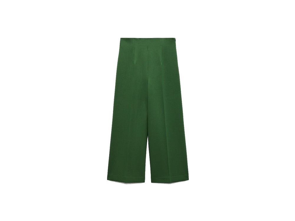 zara pantaloni culotte verde bsco a vita alta(1)