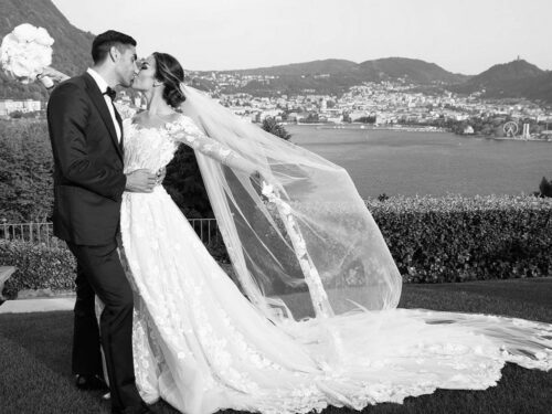 Giorgia Palmas: il matrimonio con l'abito da sposa di Atelier Emé