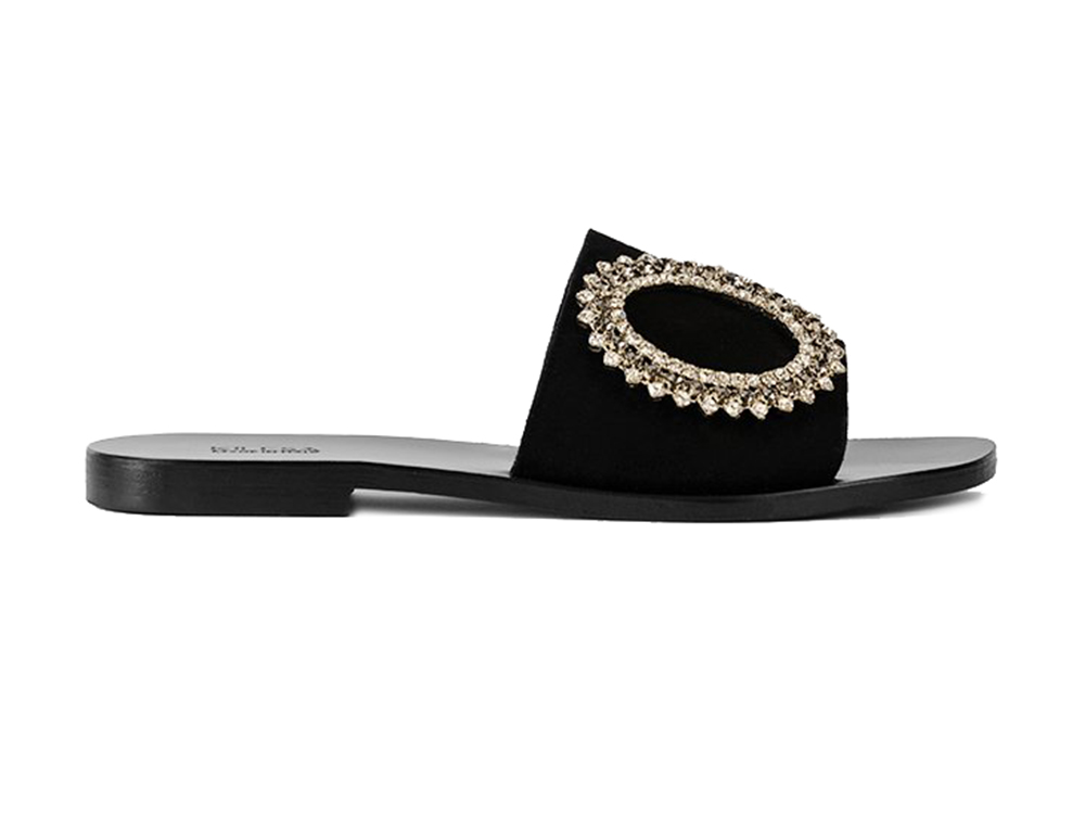 KILESA-Ciabattina-nera-in-pelle-artigianale sandali gioiello