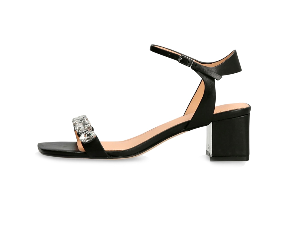 NINA Tenille Sandali Donna Con Tacco A Punta - Tacco Medio 7,7 Cm, Cinturino Regolabile Con Fibbia, Nero - Eleganti E Comodi Per Matrimoni E Serate