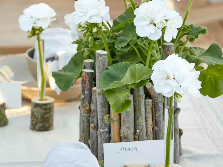 come decorare tavola gerani