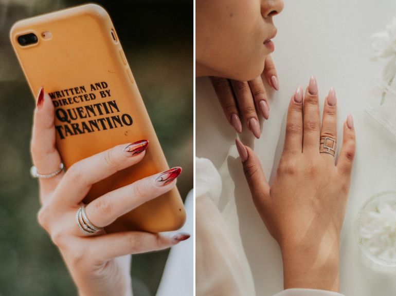 mobile unghie a stiletto corte 2023