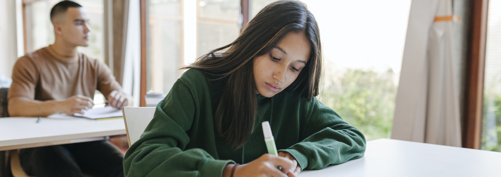 High School Student Concentrating During Test