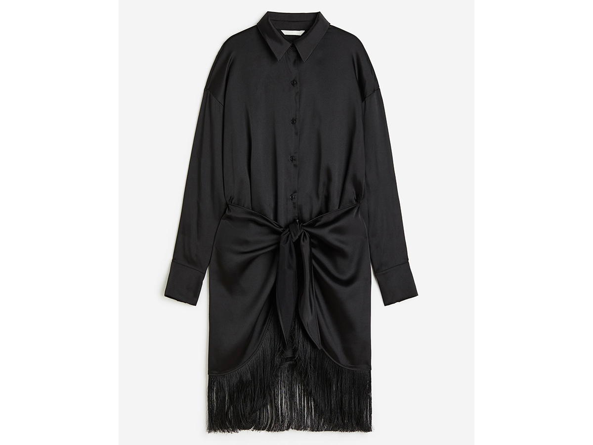 abito-nero-satin-con-frange-hm