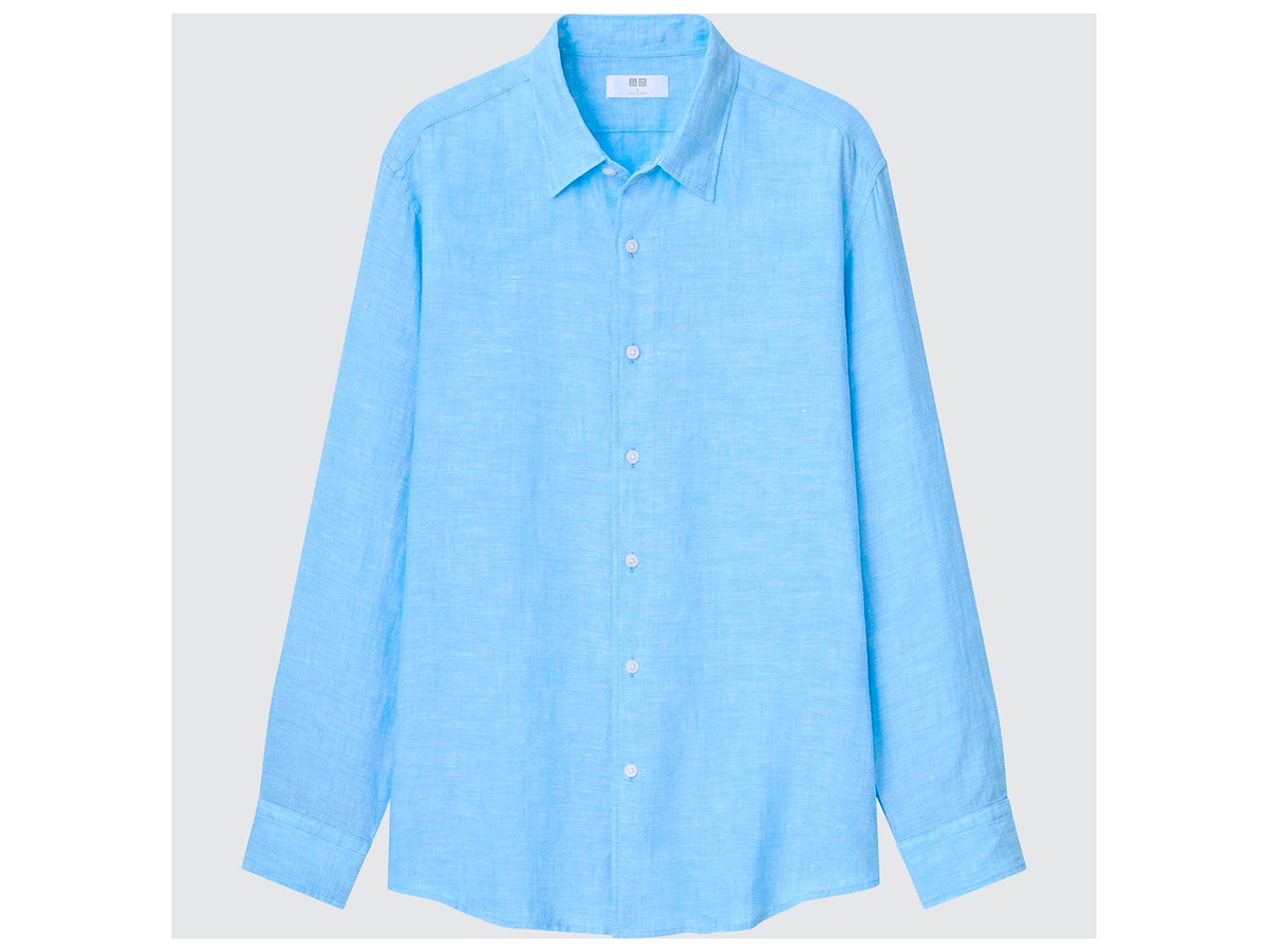 camicia-lino-azzurra-uniqlo