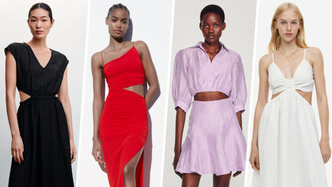 Abito Corto Donna Koucla – Scollato, Con Cut-out, In Raso Look – Per Party E Serate Eleganti