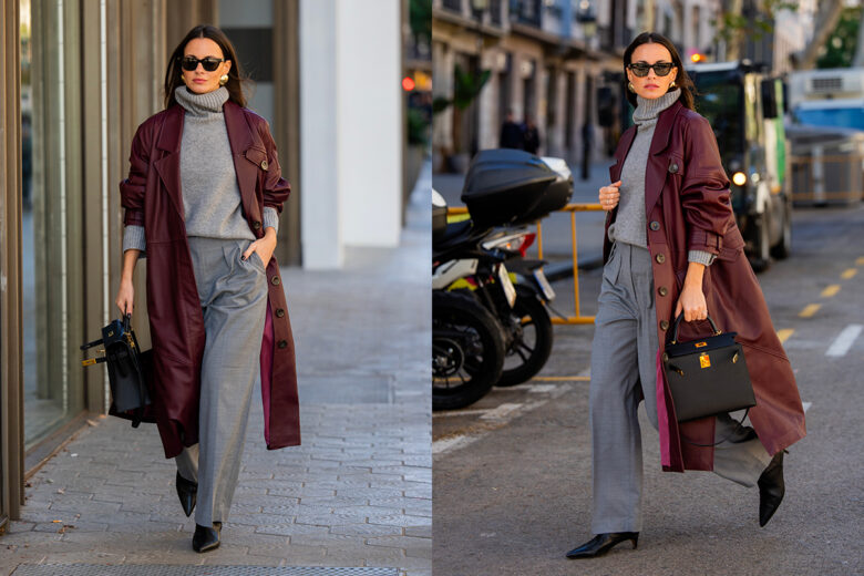 Ma quanto stanno bene insieme grigio e burgundy? Ecco il look da copiare al volo!