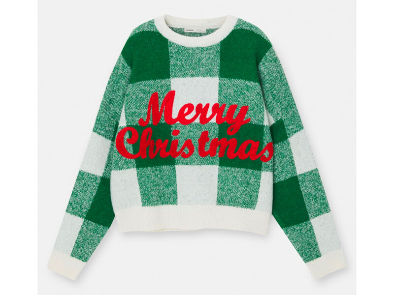 Maglione natalizio da donna, con scritta Merry Christ, per Natale, feste, accogliente, delicata, a maniche lunghe, #2 nero, M