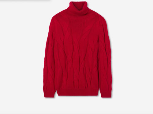 Maglione Donna Maniche Lunghe Con Collo Alto In Lana E Elastan - Maglia Trecce Leggera E Morbida, Autunno Inverno