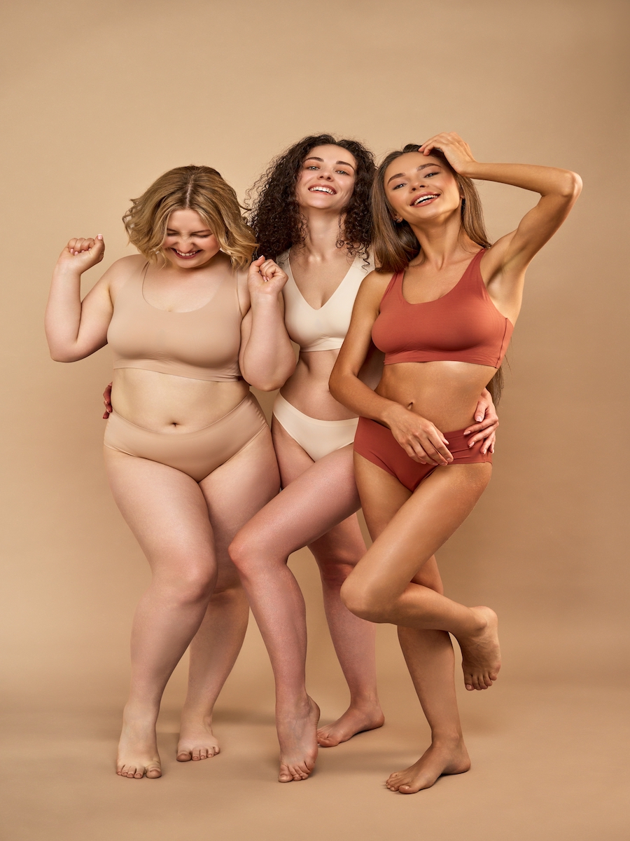 Natural,Beauty.,Full,Length,Portrait,Of,Three,Body,Positive,Women