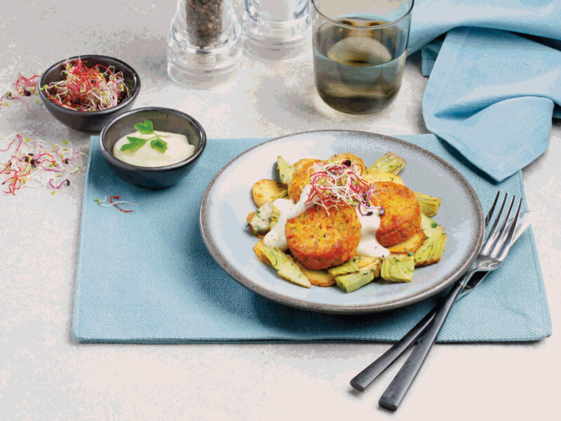 Coccole-zucca-e-carote-con-fonduta-di-parmigiano-e-padellata-di-carciofi-e-patate