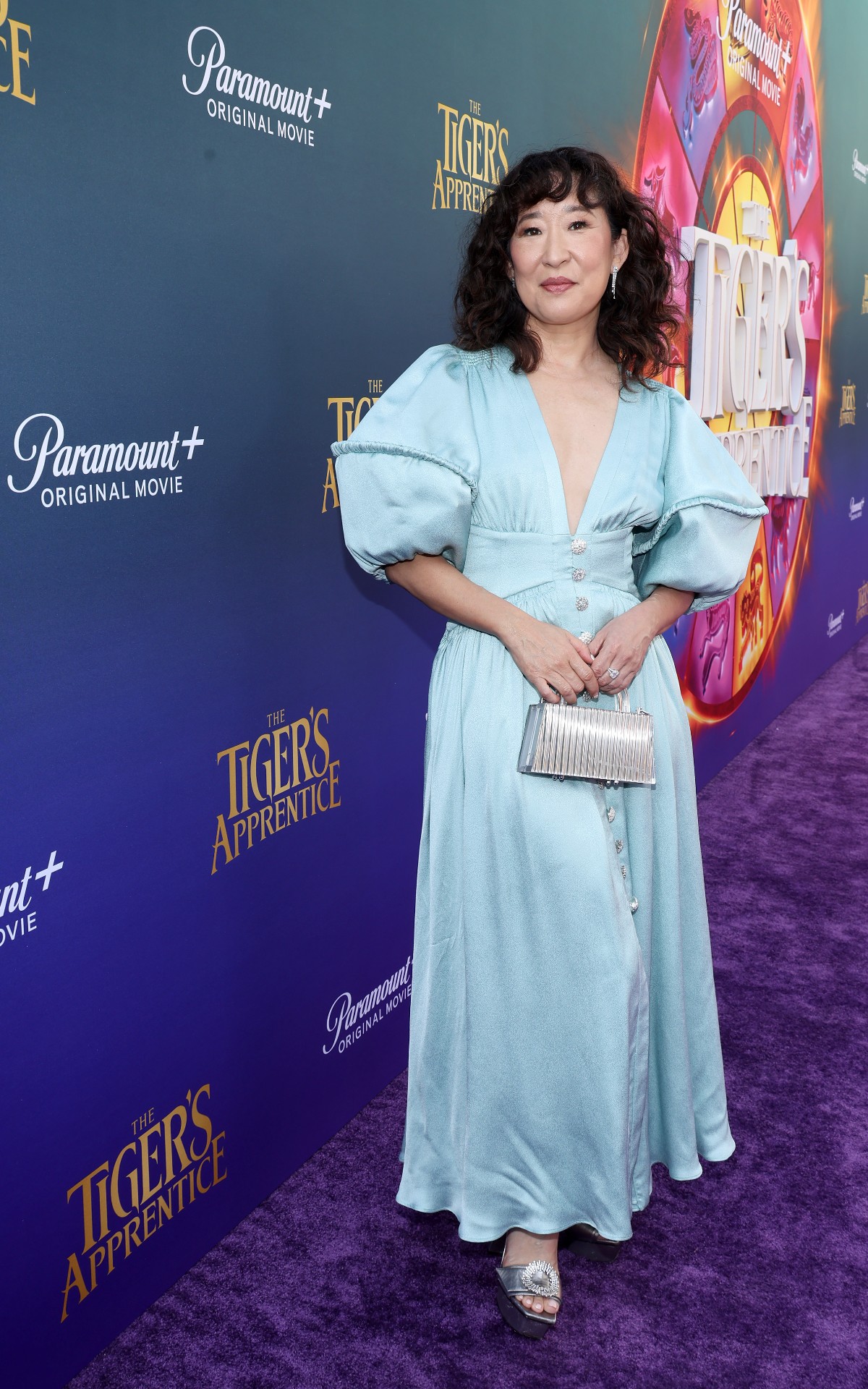 ok Sandra Oh attends the Global premiere of Paramount+’s _The Tiger’s Apprentice_ getty