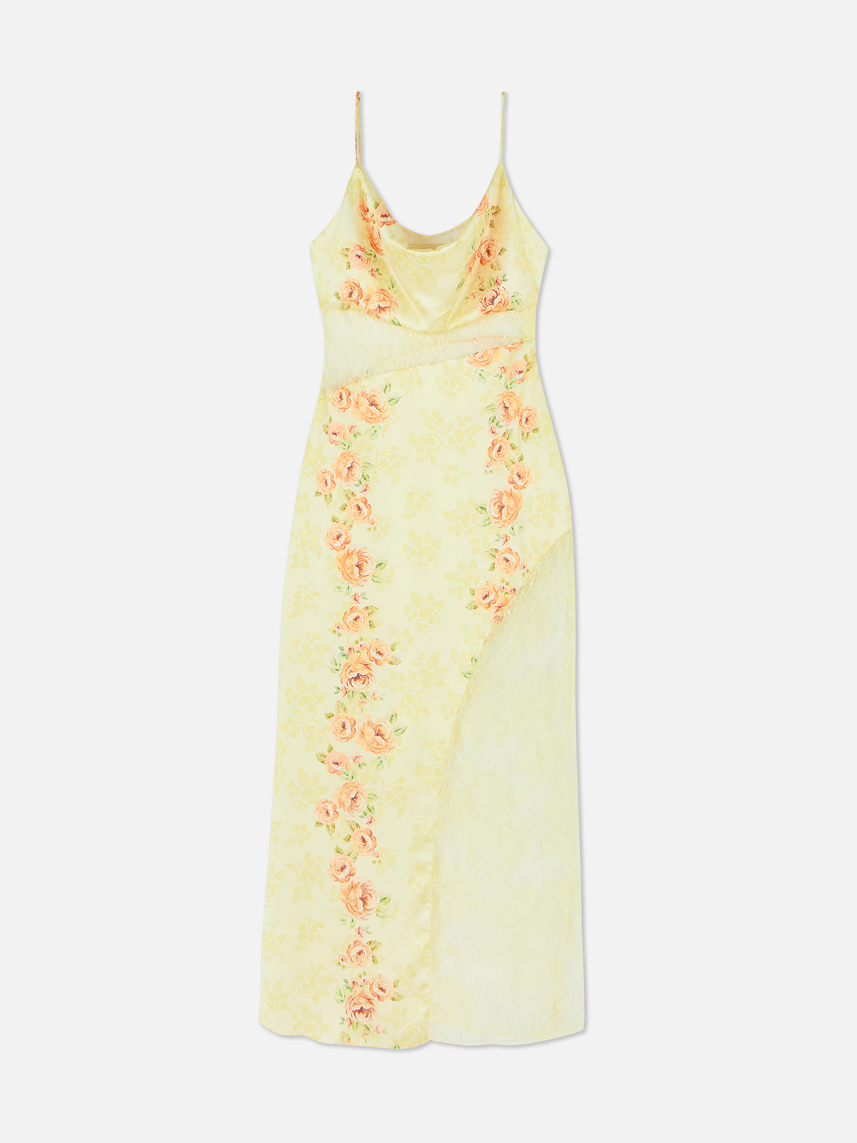 PRIMARK-X-RITA-ORA-Yellow-Satin-Lace-Midaxi-£25-€28-PLN-110-CZK-650-RON-125