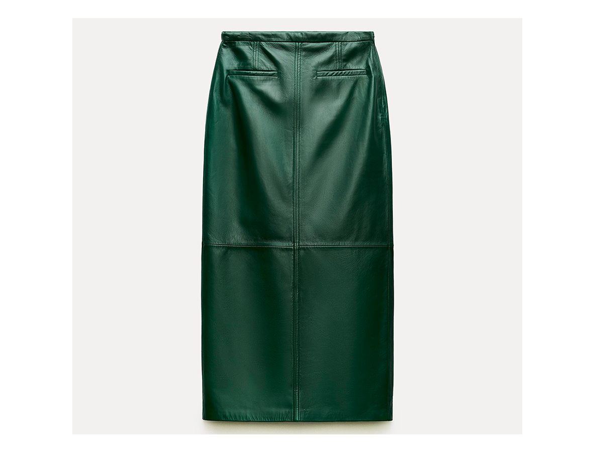 pencil-skirt-di-pelle-verde-zara