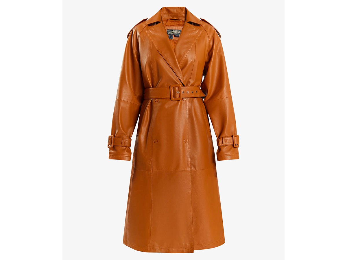 trench in pelle cognac DreiMaster su Zalando