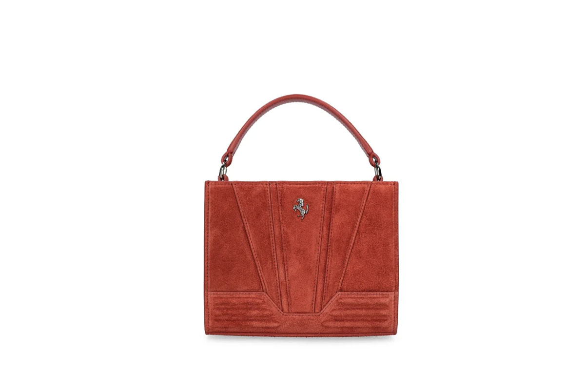 Borsa a mano in suede Ferrari
