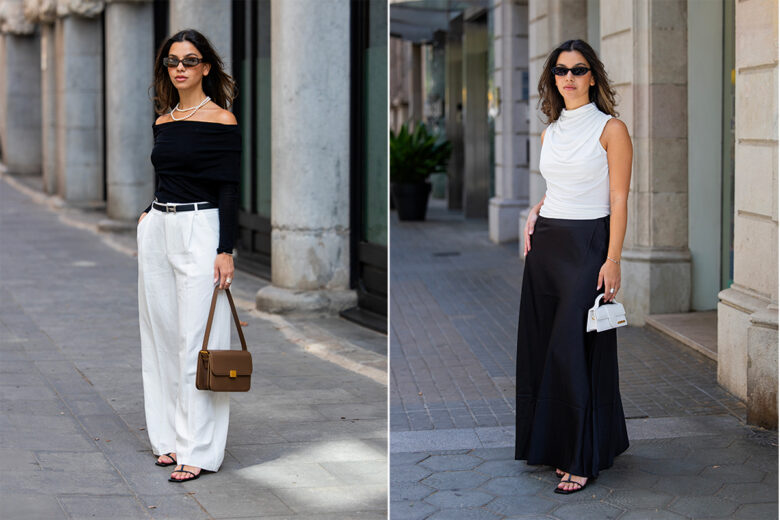 La combo “black&white” si conferma sempre la più chic: ecco 2 look da provare subito