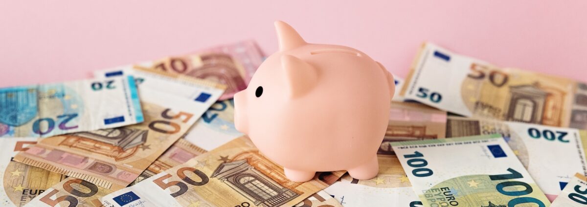 Piggy bank and European Union currency
