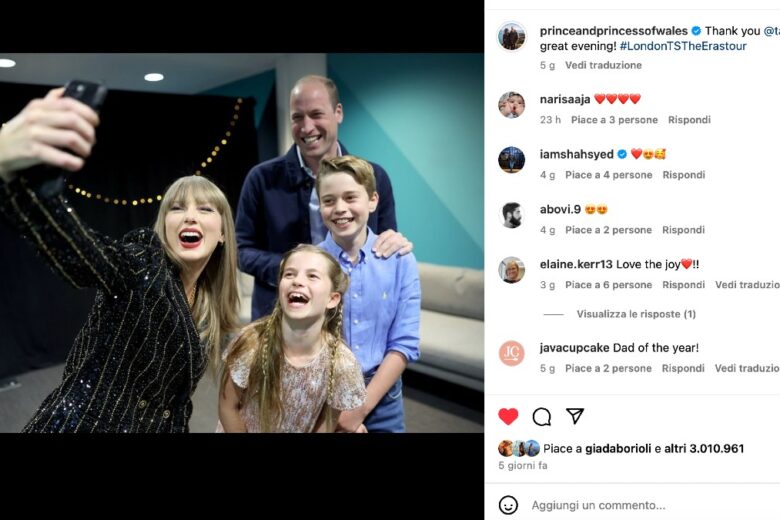 La popolarità del principe William raggiunge livelli record dopo il selfie con Taylor Swift