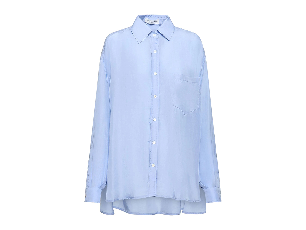 camicia-azzurra-in-cupro-di-seta-the-frankie-shop-su-luisaviaroma