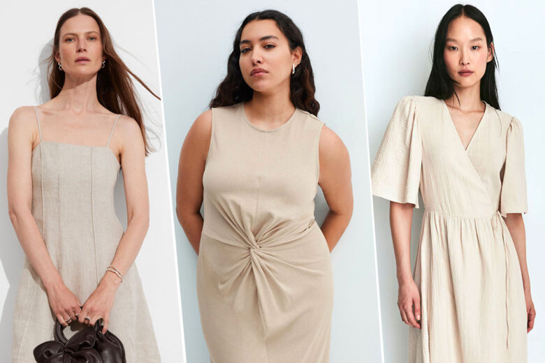 L’abito beige è il vestito più chic che potrete indossare quest’estate