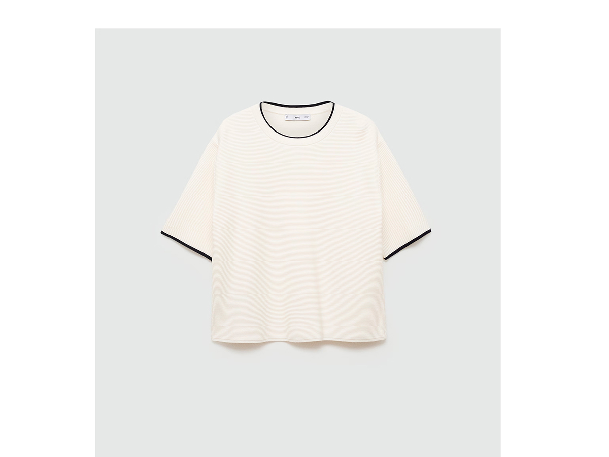 Pullover-maniche-corte-bordi-contrasto-mango