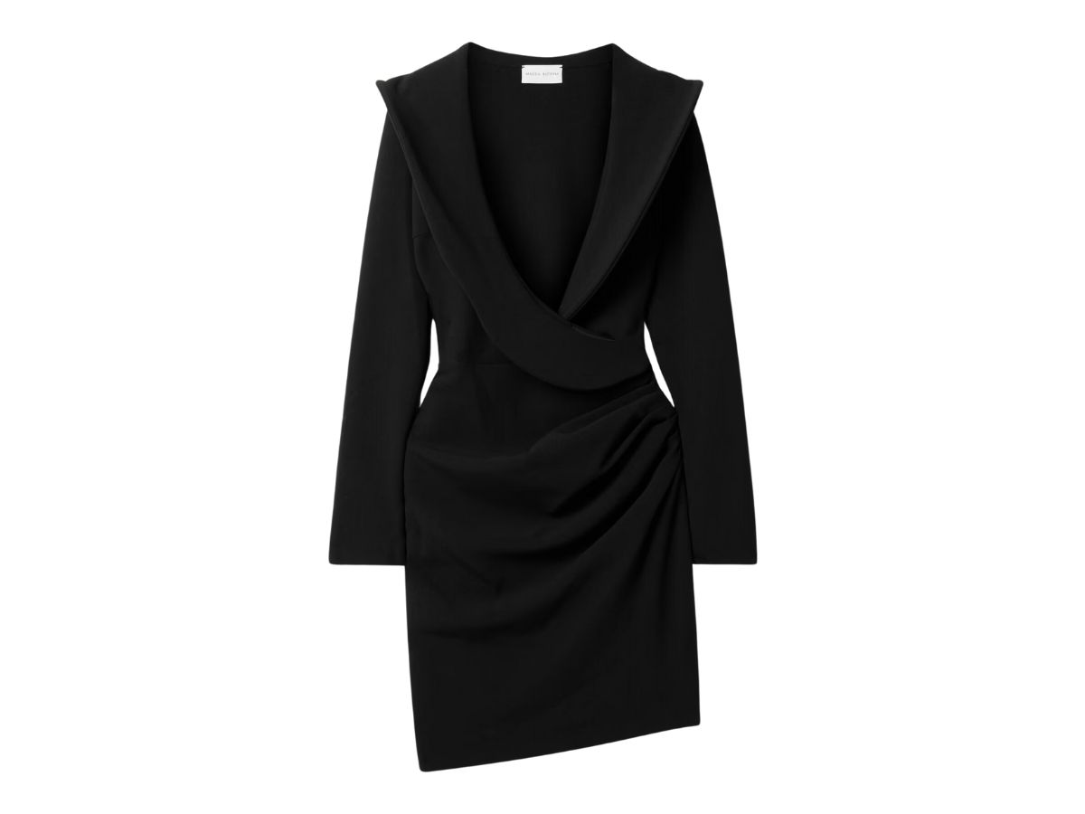 Abito mini in crêpe di misto lana effetto portafoglio con drappeggio, Magda Butrym net a porter