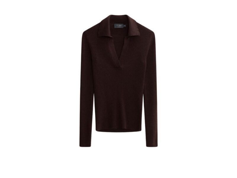 Polo a coste in lana merino art knit