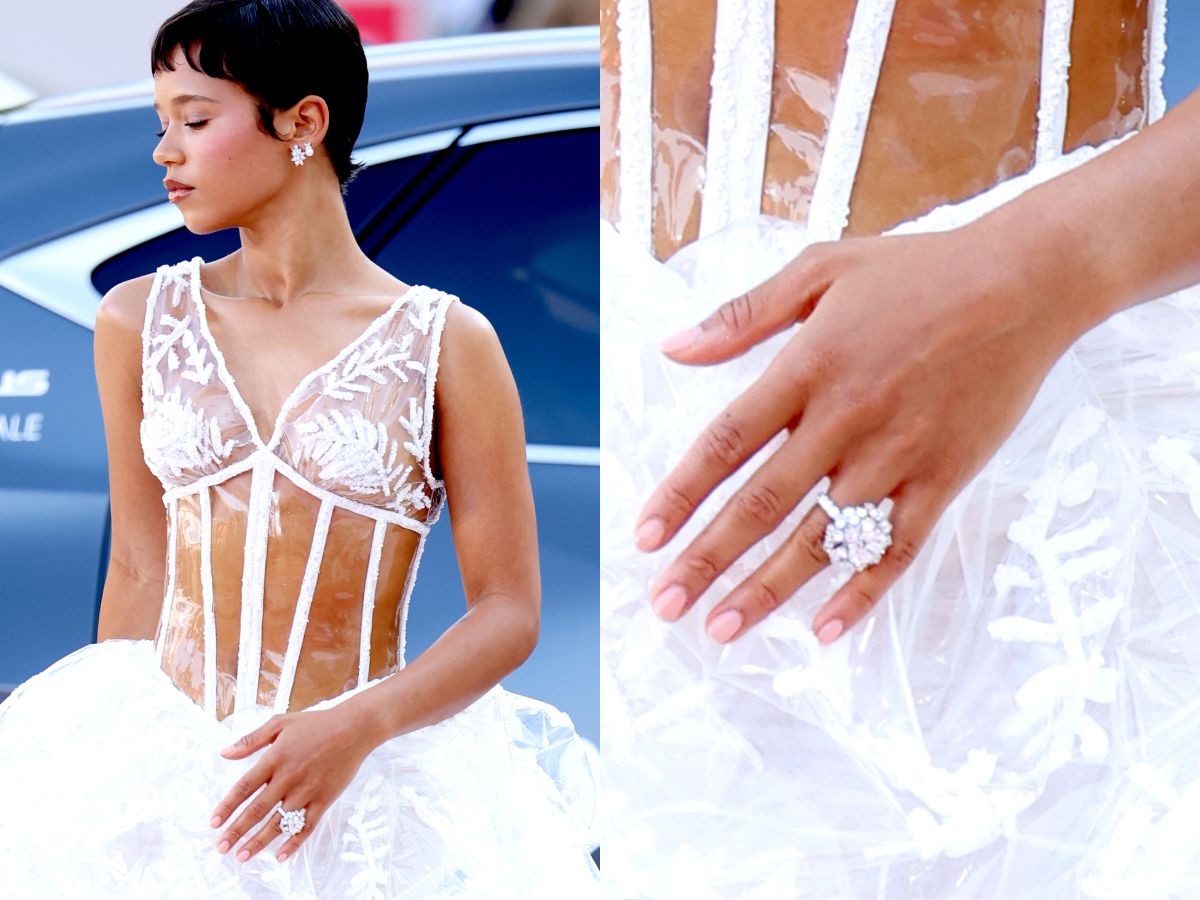 Taylor Russels sfoggia una manicure rosa nude.