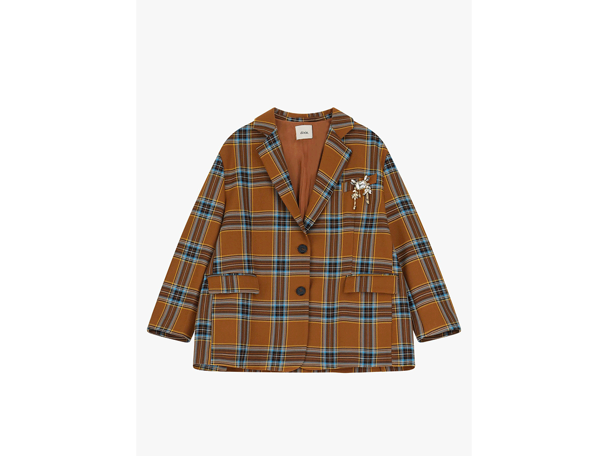 DIXIE-Blazer-a-quadri-monopetto-con-spilla-gioiello—187-€