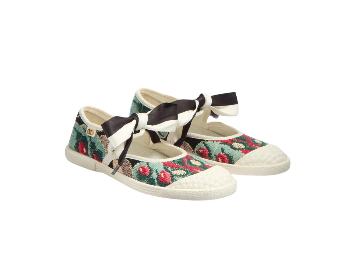 SNEAKER BALLERINA BAY BY BAY IN TESSUTO JACQUARD CON RICAMO FLOREALE valentino